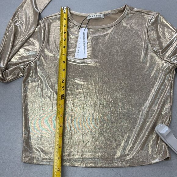 Alice + Olivia Shimmering Gold Long Sleeve Top - Picture 6 of 7